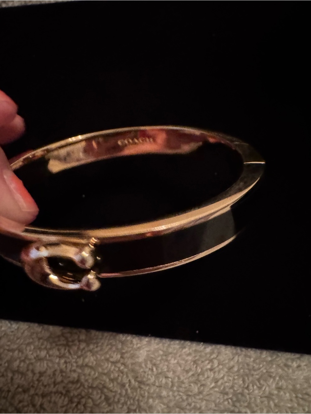 Coach Gold-Tone Bangle with Black Enamel Accent - Picture 2 of 5
